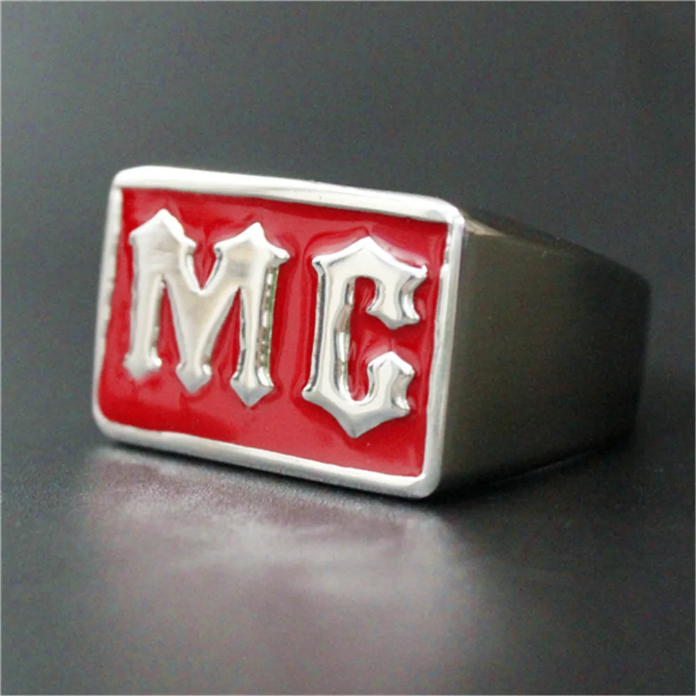 Support DropshipNewest 5 Color Biker MC Ring 316L Stainless Steel Jewelry Personal Design Glue Men Boys Biker Style Ring