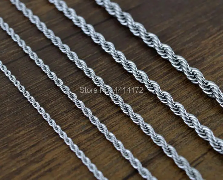 

Wholesale 20pcs High Quality 3mm Width Stainless Steel Rope Chain Silver Color Never Fade for Men Women Gift Pendant Necklaces