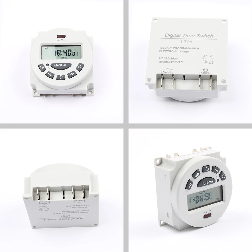 1PC Week Controller Electronic Weekly 7Days Programmable Digital Time Switch Relay Timer Control CN101A Tp8a16 L701 220V12V 16A