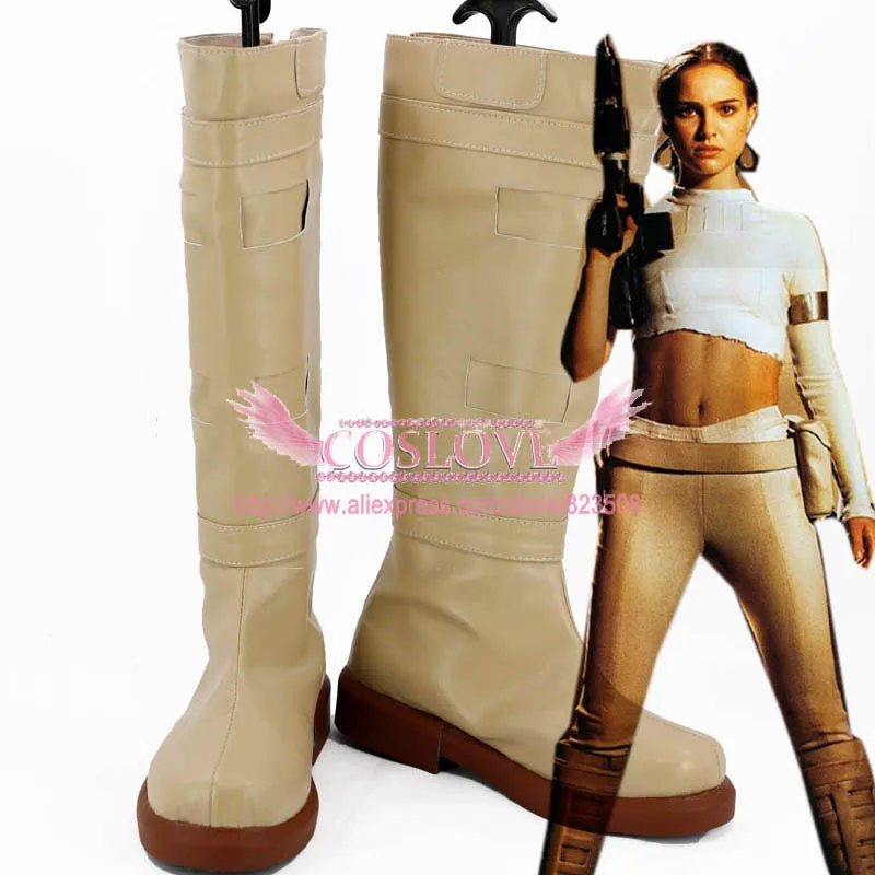 Padme Amidala Light Yellow Shoes Cosplay Boots CosplayLove For Halloween Christmas Party