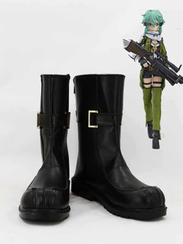 Sword Art Online II Phantom Bullet Asada Shino Sinon Cosplay Shoes Boots For Adult Halloween Party Cosplay Boots Custom Made