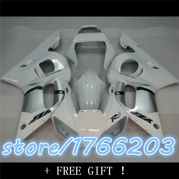 

Hot Sales,All White For YZF R6 1998-2002 yzf600 YZF-R6 YZFR6 98-02 aftermarket ABS fairing kit Ning