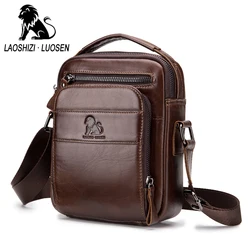 Brand Genuine Leather Man's Shoulder Bags Fashion Vertical Flap Cowhide Messenger Bag For Male Men's Casual Tote Handbags