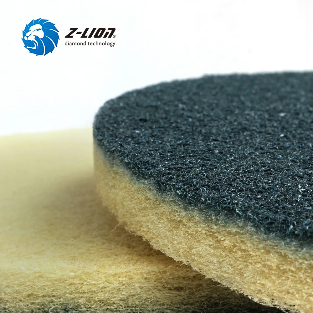 Z-LION 15 Inch Fiber Sponge Polishing Pad for Floor Cleaning Stone Marble Granite Floor Daily Buffing Diamond Polishing Wheel