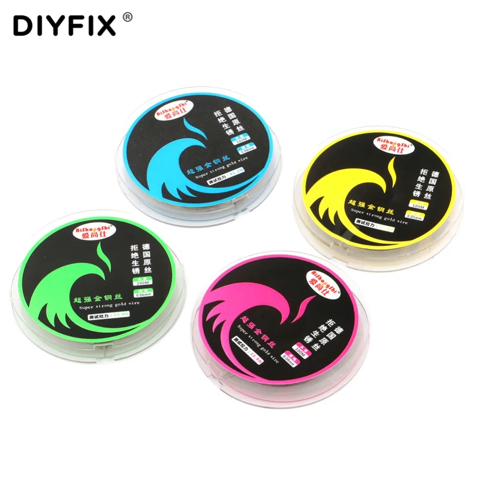 Diyfix fio de separação para tela lcd, 0.04-0.08mm, linha de corte de 100m, para iphone, samsung, ferramentas manuais para reparo de telefone celular