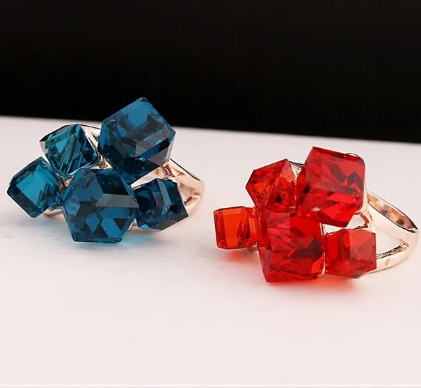 Glass crystal square wedding Rings for women good quality fj199