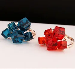 Glass crystal square wedding Rings for women good quality  fj199