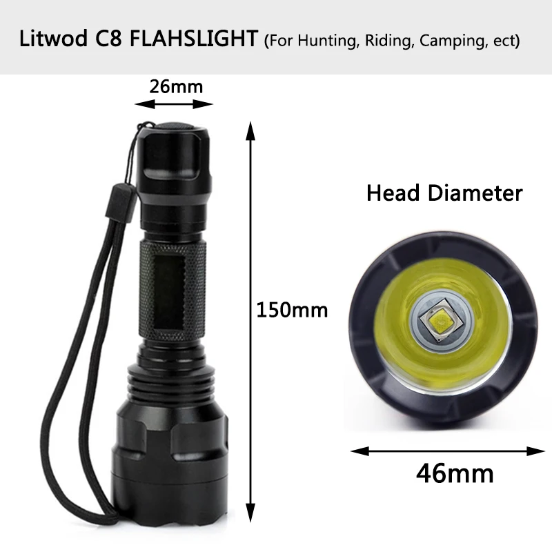 Litwod Z20C8 high power led flashlight Cree XM-L2 U3 tactical flashlights torch lanterna for hunting bicycle light