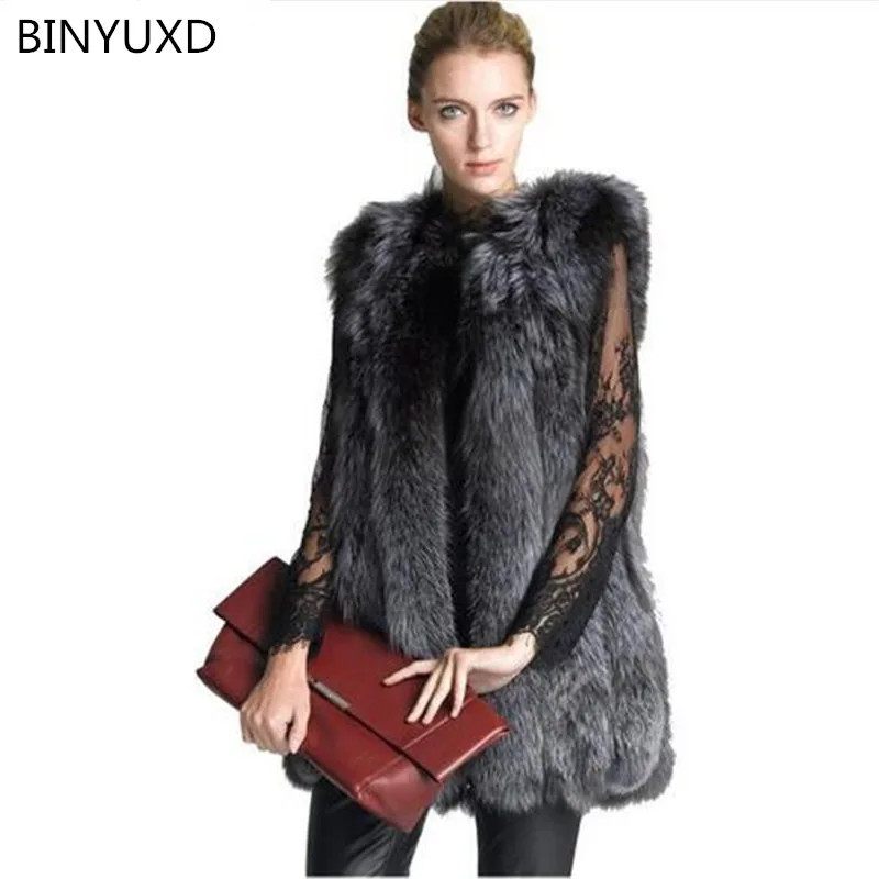 

New 2022 Fashion Winter Women FAUX Fur Vest Faux Fox Fur Coat Woman Cloak Fur Vests Jacket Female Ladies Overcoat Size S-4XL