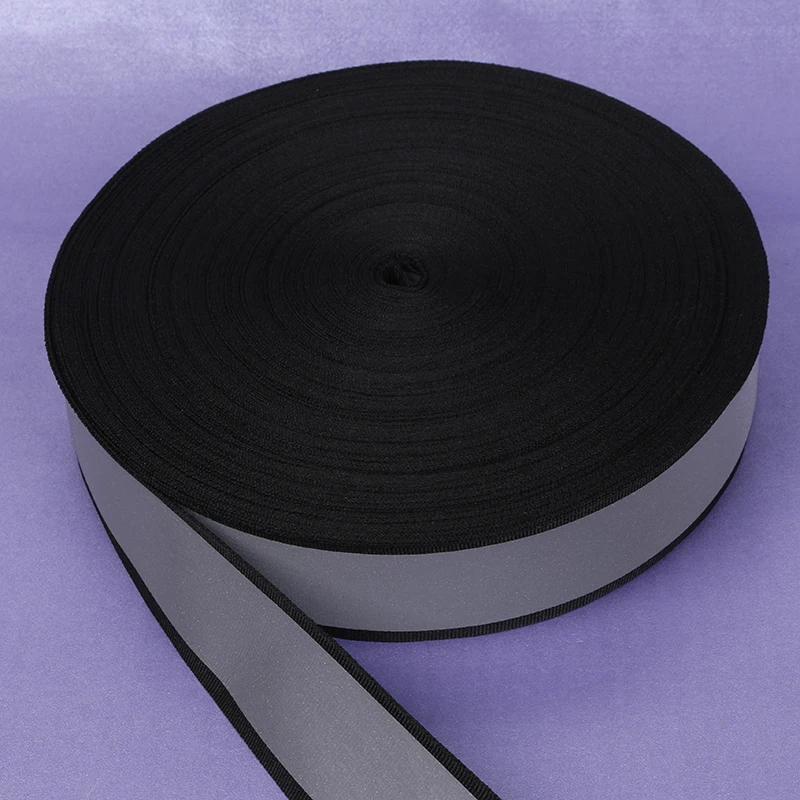 100 Meter,4*3cm width,Black Reflective Fabric Ribbon Webbing Reflection Strip Edging Braid Sewing accessories