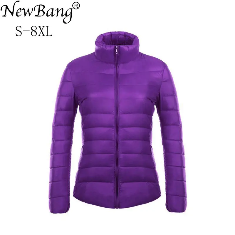 NewBang 6XL 7XL 8XL Ultra Light Down Jacket Women Stand Collar Portable Lightweight Coat Lightweight Jacket Women Coats