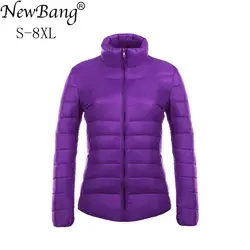 NewBang 6XL 7XL 8XL Ultra Light Down Jacket Women Stand Collar Portable Lightweight Coat Lightweight Jacket Women Coats