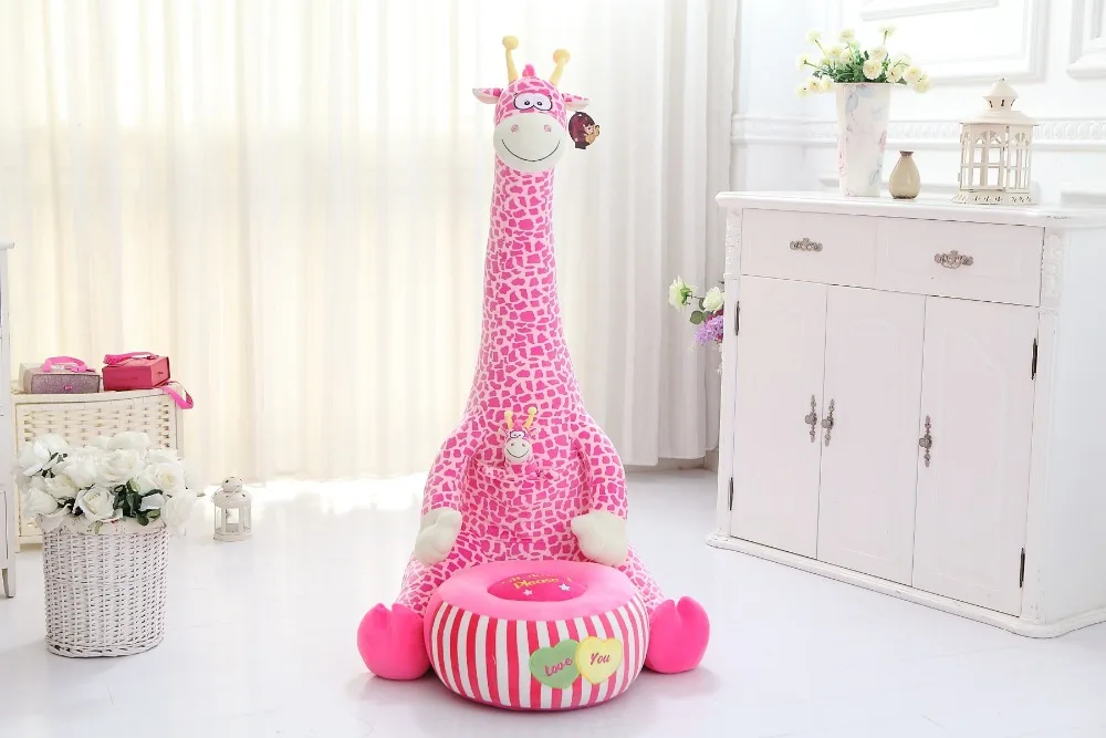 

new creative plush pink giraffe tatami toy big cartoon giraffe sofa doll children's sofa gift about 70cm