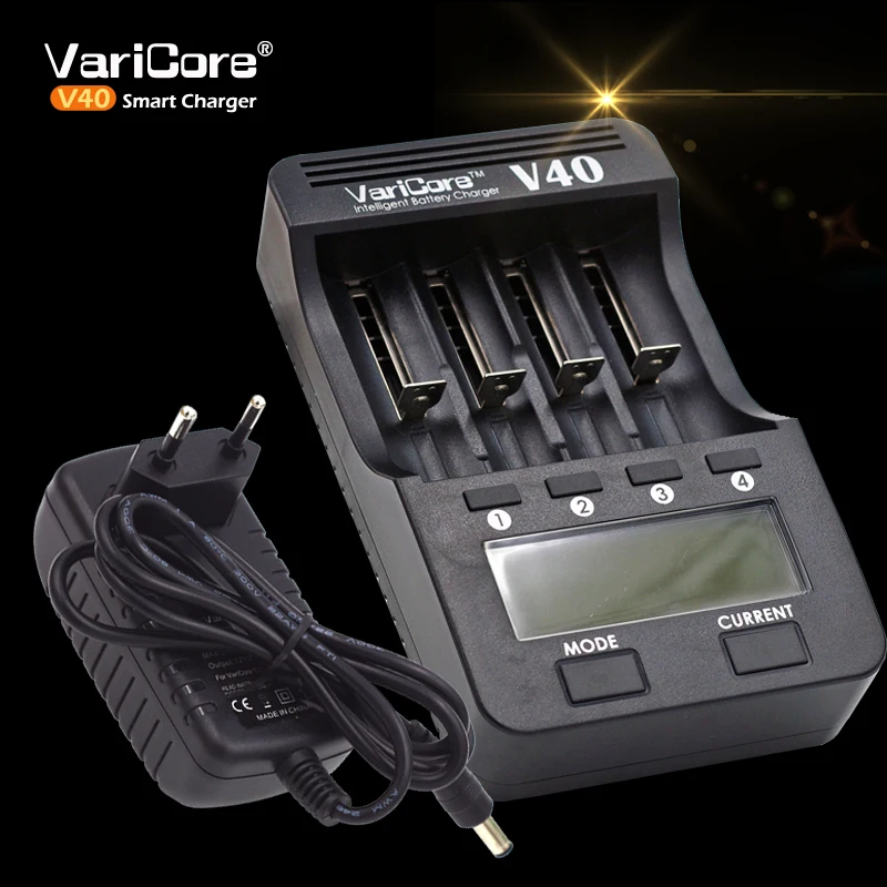 VariCore V40 New 3.7V 26650 18350 16340 18650 18500 25500 10440 17500 nik 1.2v AA AAA 5V output LCD Smart Charger