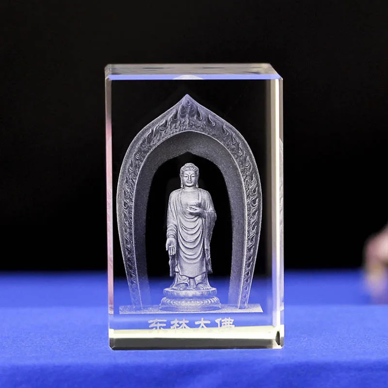 Image of the Buddha K9 Crystal Laser 3D Internal Statue Sculpture Inter-engraving Figurines Miniature Crystal Crafts Home Decor