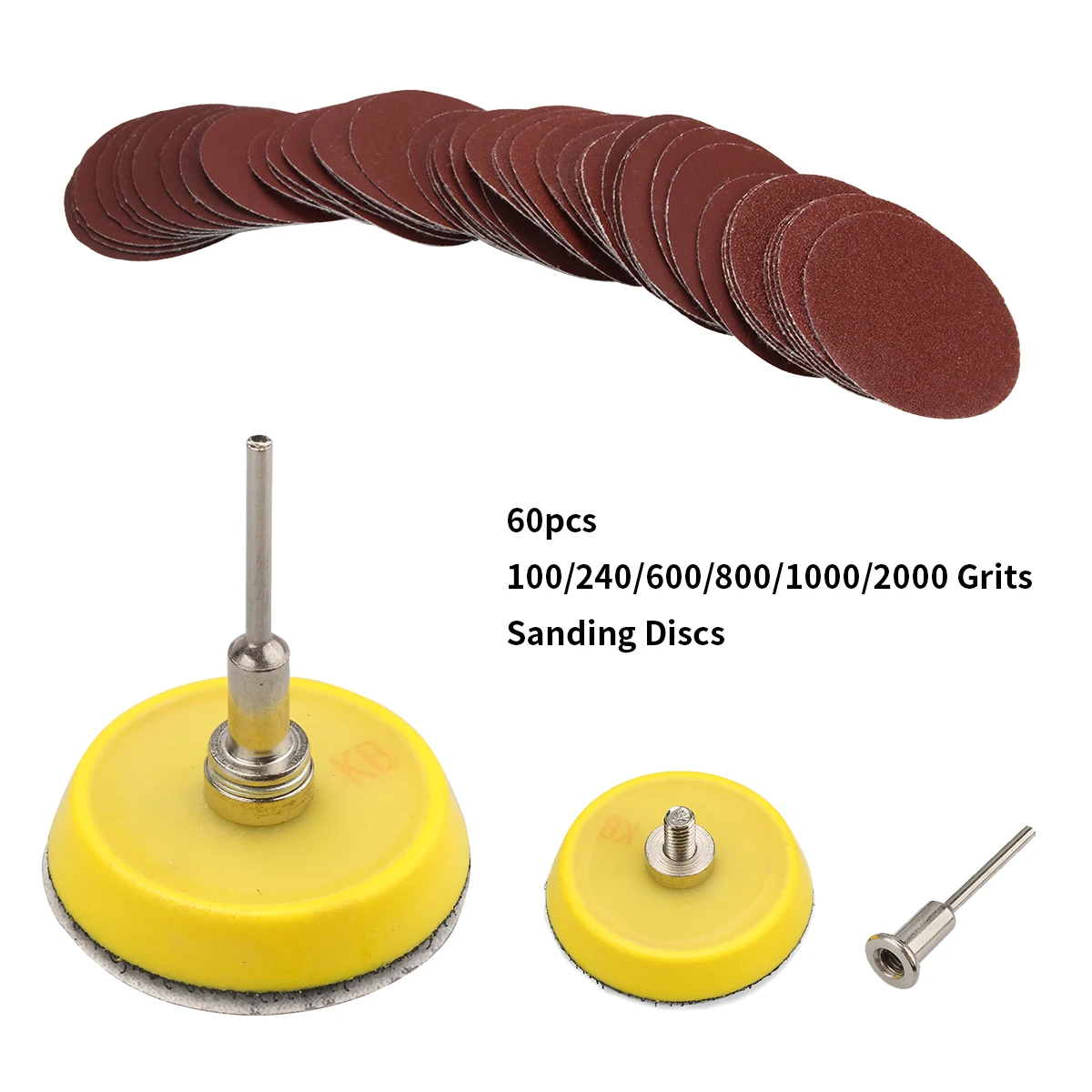 

60pcs 100/240/600/800/1000/2000 Grits Sanding Disc Set 2inch 50mm+ Loop Sanding Pad with 3mm Shank For Polishing Cleaning Tools