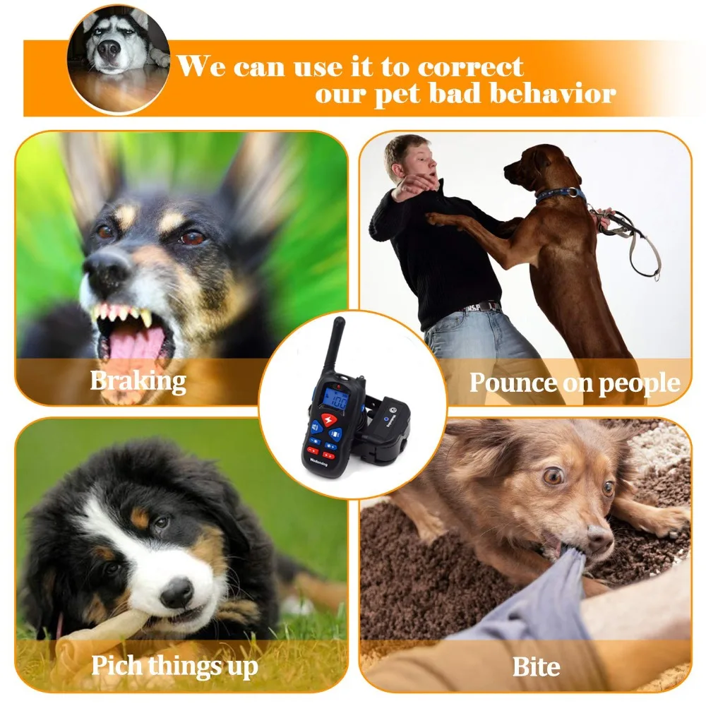 Dog Training Collar Rechargeable Electric Shock Vibration sound for small big dogs IP67 Bark Collar training Dogs accessories