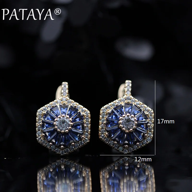 PATAYA New Original Design Limited 585 Rose Gold Color Luxury Micro-wax Inlay Natural Zircon Drop Earrings Women Wedding Jewelry