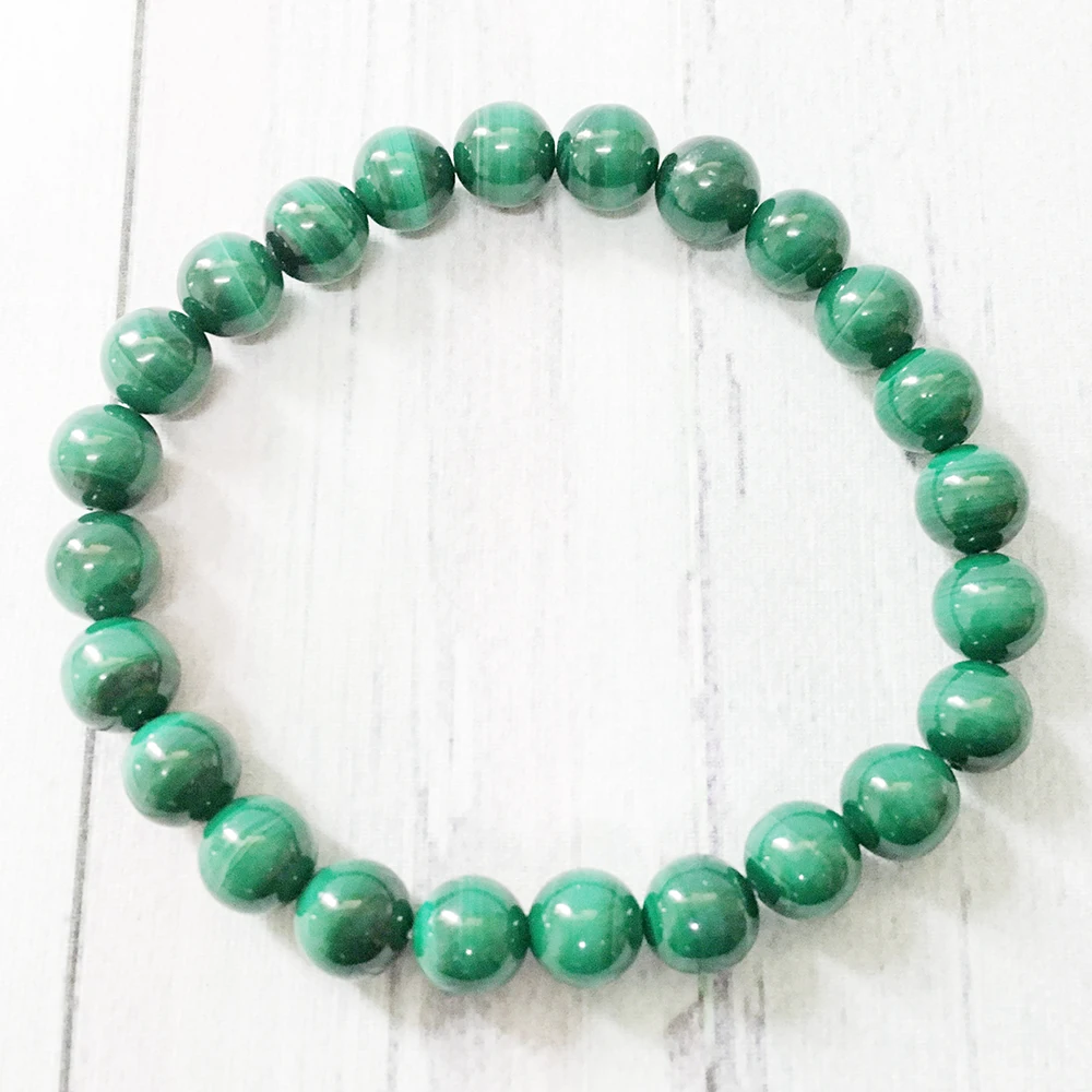 Ruberthen AAA Grand 8 mm Malachite Stacking Bracelet Healing Yoga Mala Beads Bracelet Love Peace Manifestation Jewelry