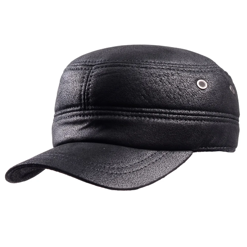 

New Men's Real Leather Baseball Golf Military adjustable Cap/Hat