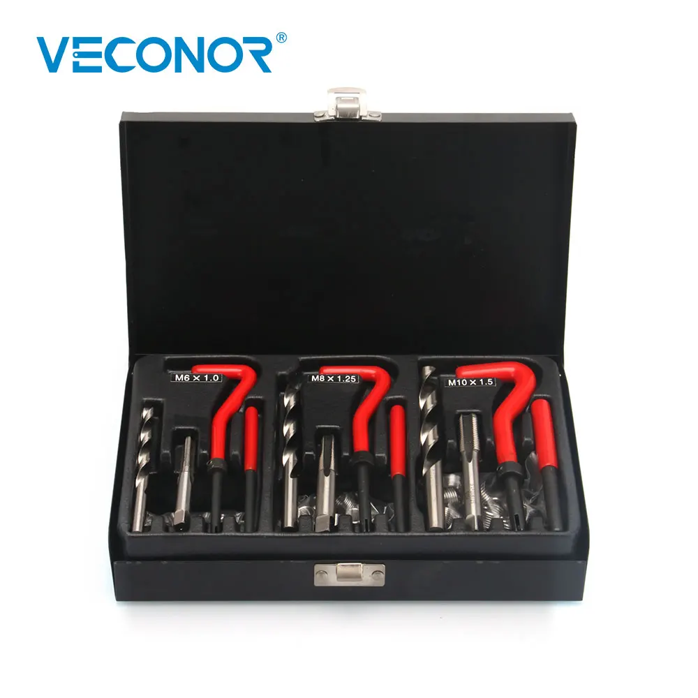 88pcs Thread Repair Set M6x1.0 M8x1.25 M10x1.5 Stainless Steel Wire Helical Coil Damaged Thread Insert Combination Garage Tools