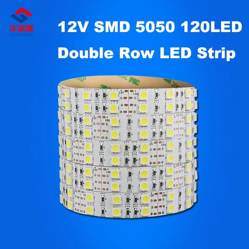 5M 120LEDs/m Flexible LED Strip 5050 12V LED Light Double Rows Flexible Tape Red Green Blue Yellow White RGB Lamp