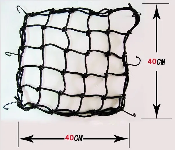 6 Hooks Black  Cargo Luggage Bungee Cord Net 40x40cm