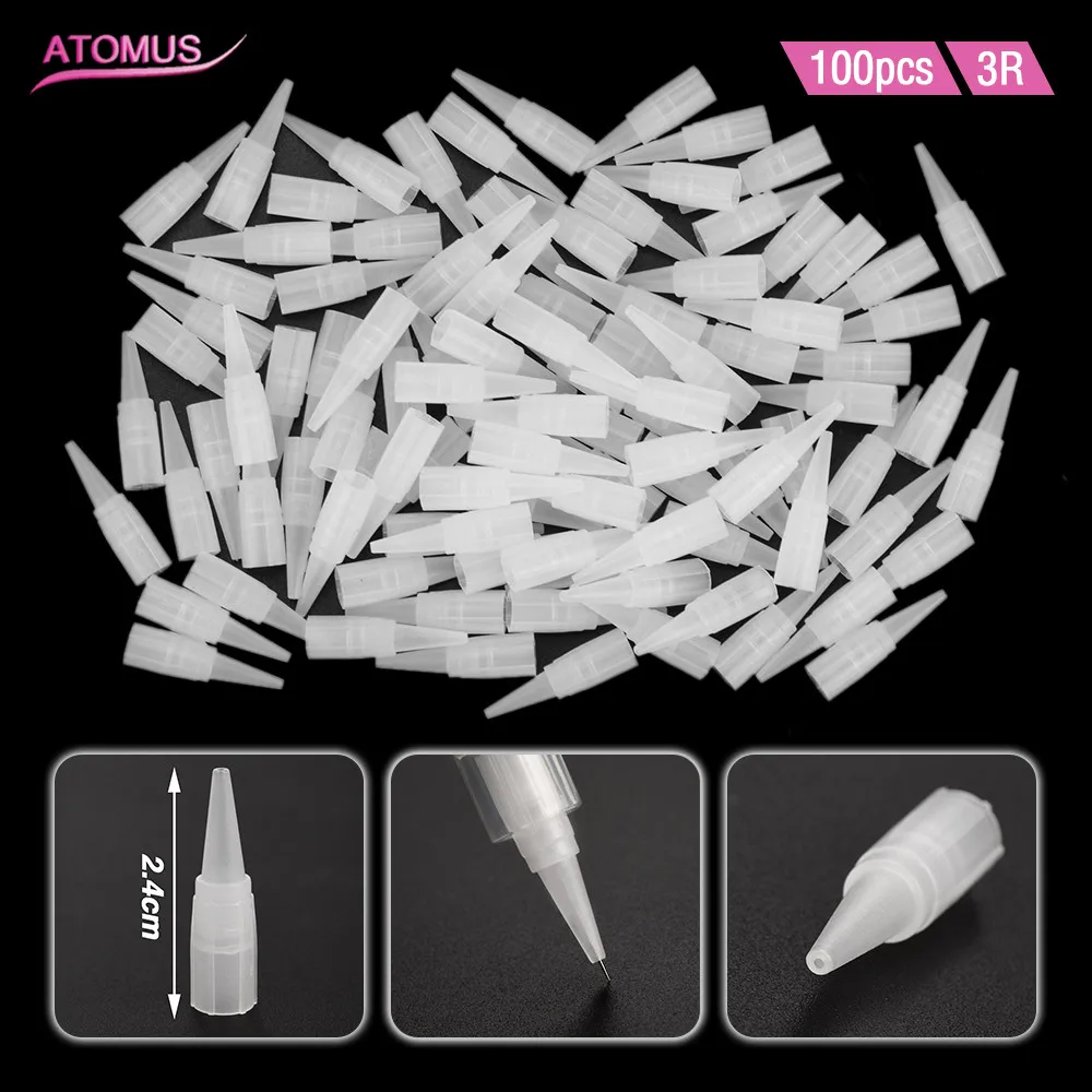 100pcs/pack 1R 3R 5R Disposable Tattoo Tips Cap For Permanent Makeup Eyebrow Lips Machine Giant Sun Tattoo Needle caps