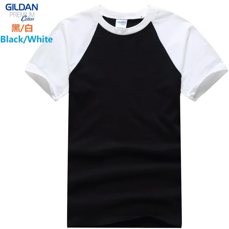 GILDAN 765000 Men 100% Cotton T-shirts Patchwork Short Sleeve T Shirt Mens Tops Tees Basic TShirts Customized Logo Printing