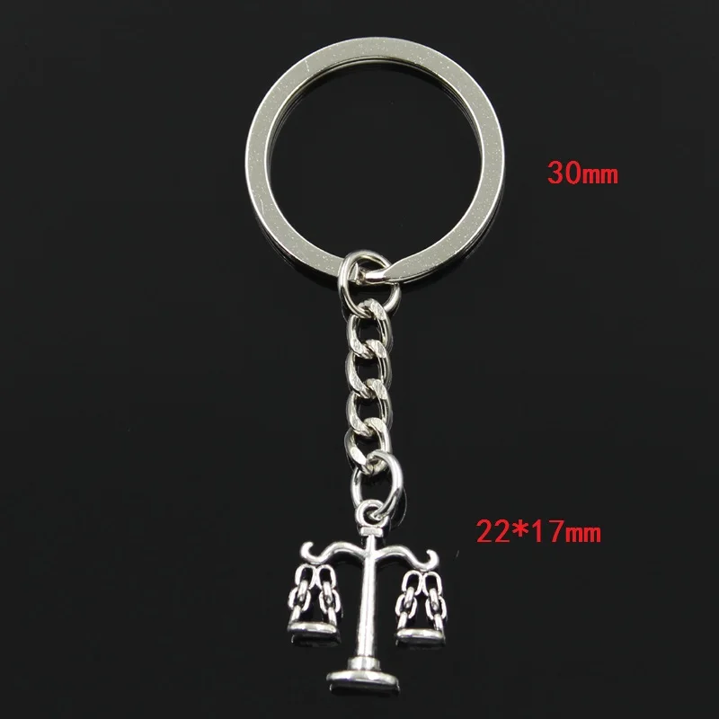 New Fashion Keychain 22x17mm Libra Scales Of Justice Pendants DIY Men Jewelry Car Key Chain Ring Holder Souvenir For Gift