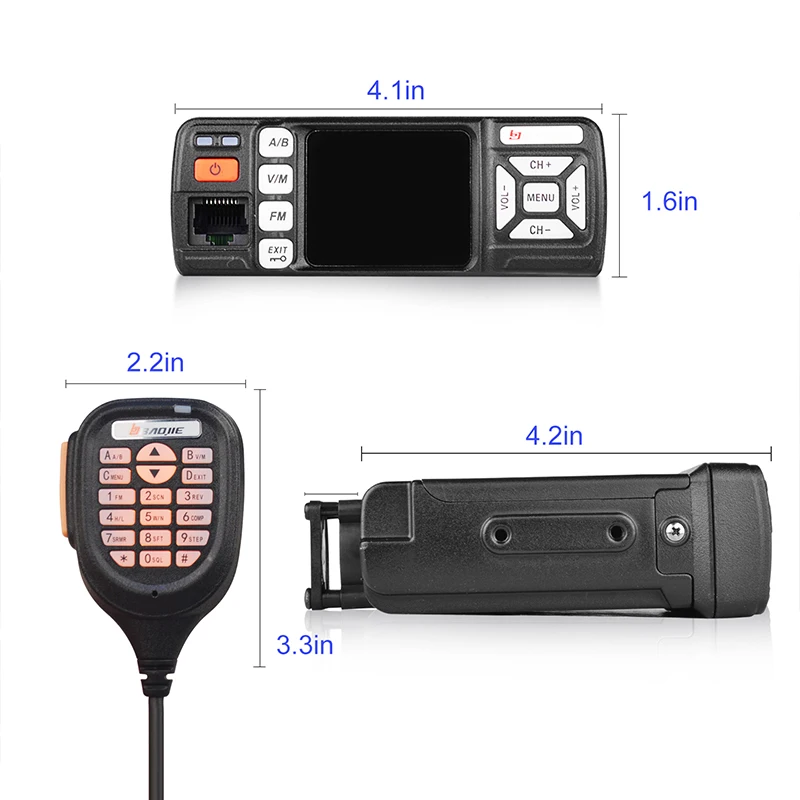 Imagem -06 - Baojie-mini Mobile Walkie Talkie Bj318 10km Estação de Rádio Dual Band Vhf Uhf Transceiver Scrambler 10w Radioamador