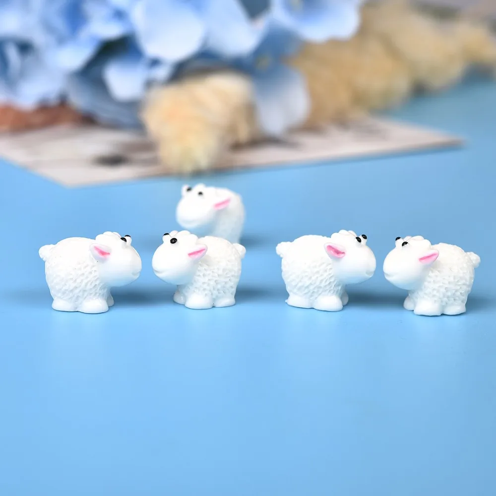 5 Pcs Kawaii Mini Sheep Dolphins Animals Home Micro Fairy Garden Figurines Miniatures Home Garden Decor DIY Accessories