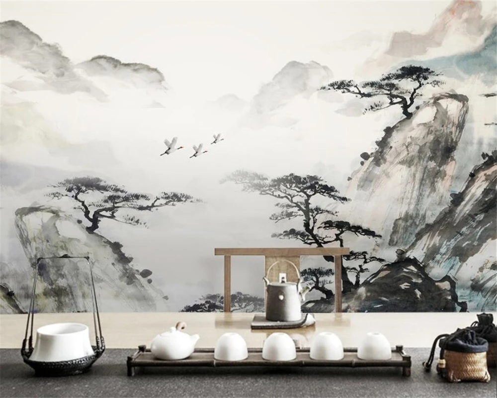 

Beibehang Custom wallpaper new Chinese classical atmosphere ink painting landscape wall decoration painting mural 3d wallpaper