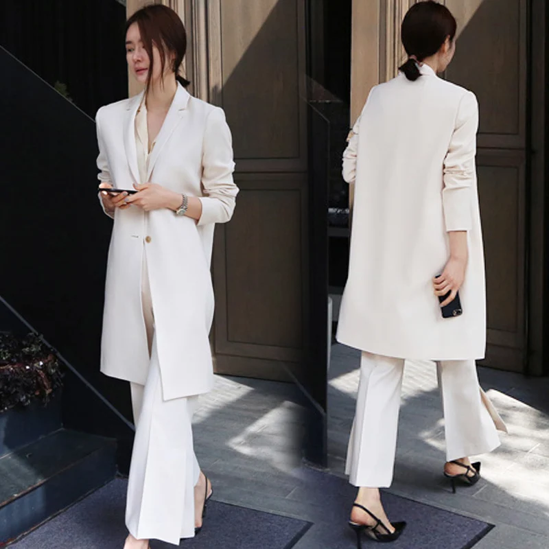 New women's Lengthen section single-breasted long-sleeved suit jacket fashion business casual suit suit wild professional suit