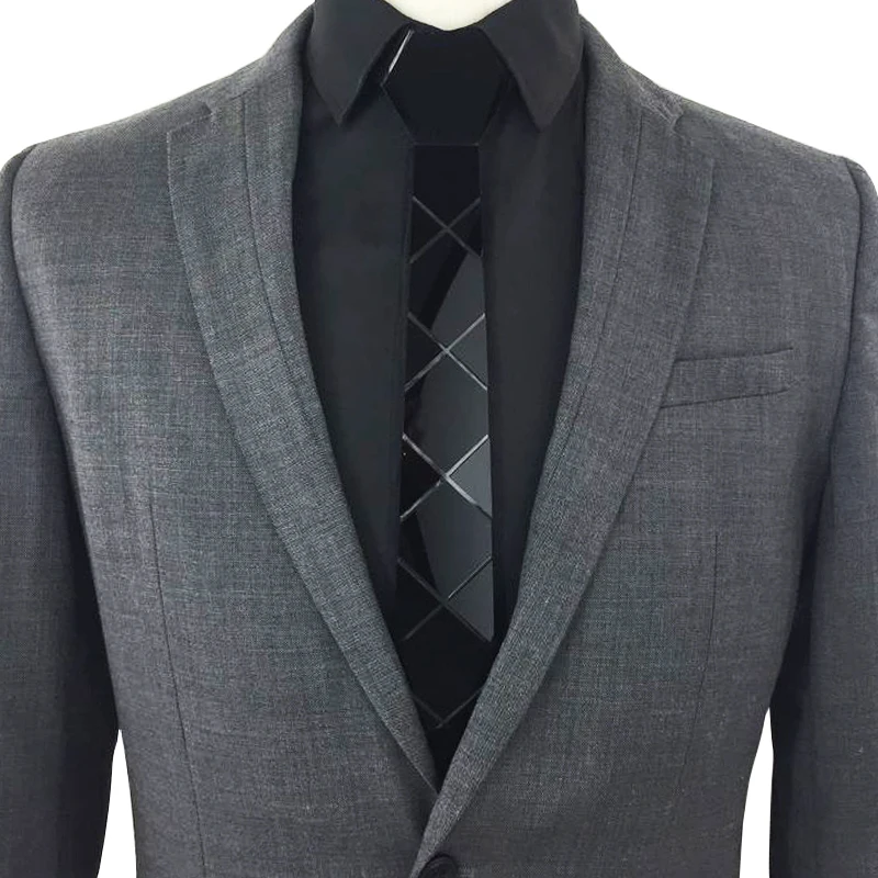 Corbata Negra satinada brillante, corbatas de seda delgadas de acrílico, conjunto de pañuelo con clase, trajes de moda, negocios, boda, informal, Cravatte