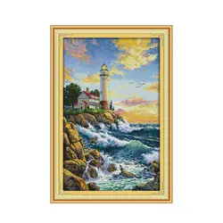 Seaside lighthouse beautiful landscape handmade needlework cross stitch kit wall decoration hanging paintings