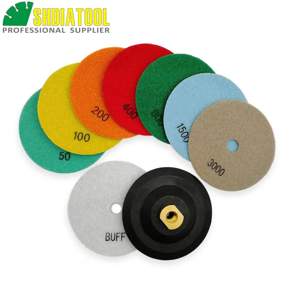 SHDIATOOL 4pcs Diamond Flexible Dry Polishing Pads 125mm/5\