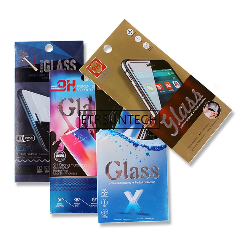 

500Pcs Retail Screen Protector Packaging 8.8*18cm Universal Mobile Phone Anti Shatter Film Package Box With Hang Hole Paper Box