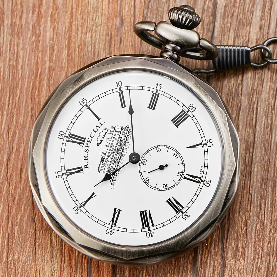 Antique Silver London Pocket & Fob zegarki ręcznie nakręcany szkielet mężczyźni kobiety mechaniczny zegarek kieszonkowy z łańcuszek z wisiorem naszyjnik