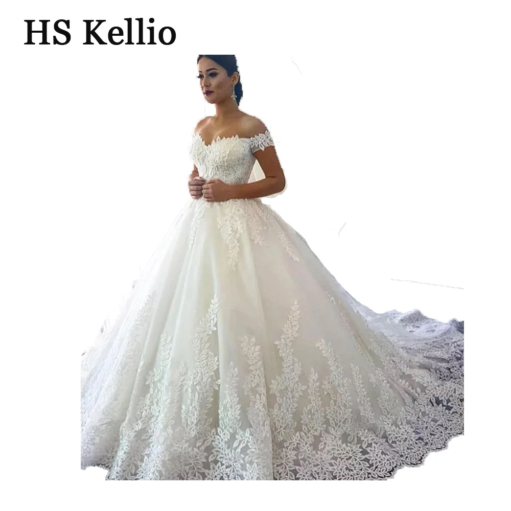 Vestido de novia personalizado, muestra Real, Apliques de encaje, vestido de baile, vestidos de novia con cola de 1 M, vestido de novia de cola real