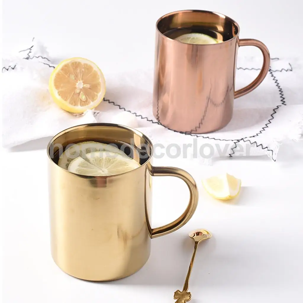 Stainless Steel Double Wall Insulated Cup Water Coffee Mug 400ml Rose Gold