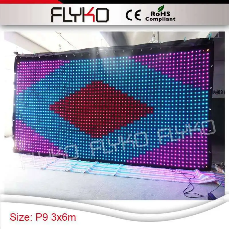 3x6m RGB 3 in1 programmable soft led video curtain stage backdrop P9 video curtain