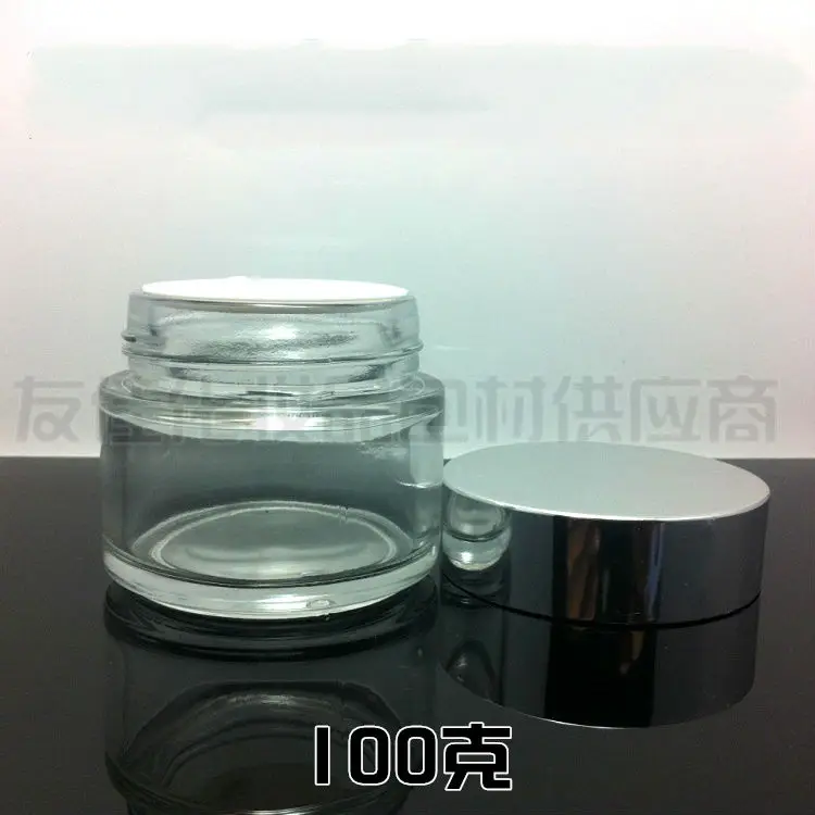 

50pieces/lot,100g clear cream jar,cosmetic jar,glass jar or cream container,eye cream jar