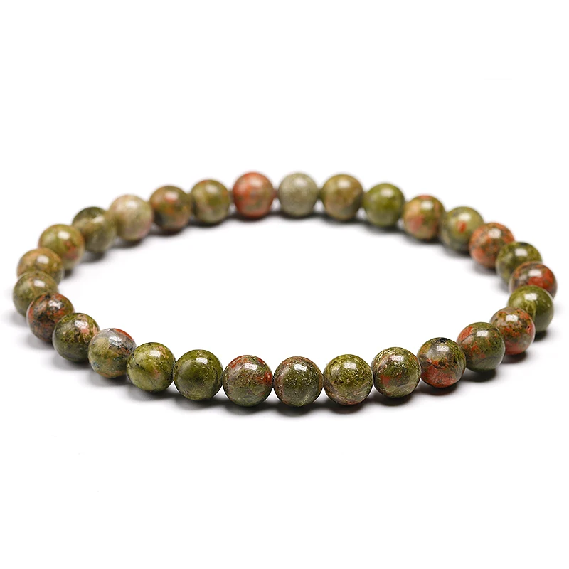 Natural Unakite Stone Bracelets For Women Yoga Mala Beads Healing Jewelry Men Bracelet