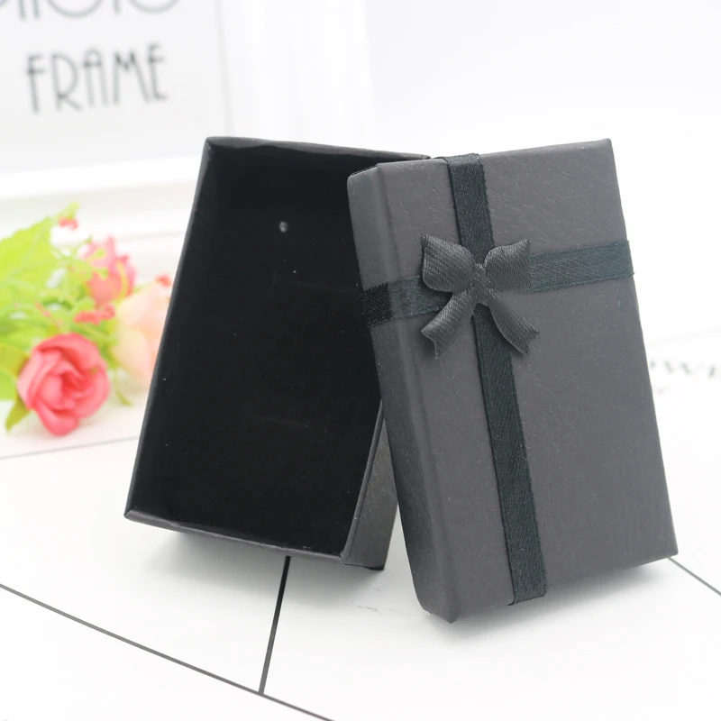 Wholesale 48pcs/Lot 5x8x2.5cm Black Jewelry Box Cute Earrings/Ring Necklace Gift Box Jewelry Packaging Boxes Free Shipping