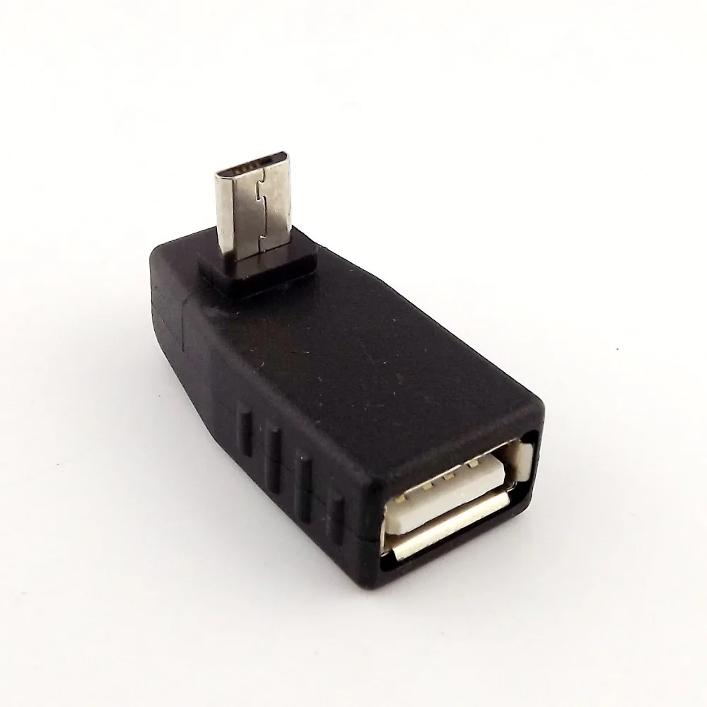 10Pcs Down Angle Micro USB 5 Pin B Male Plug To USB 2.0 A Female OTG Host Adapter