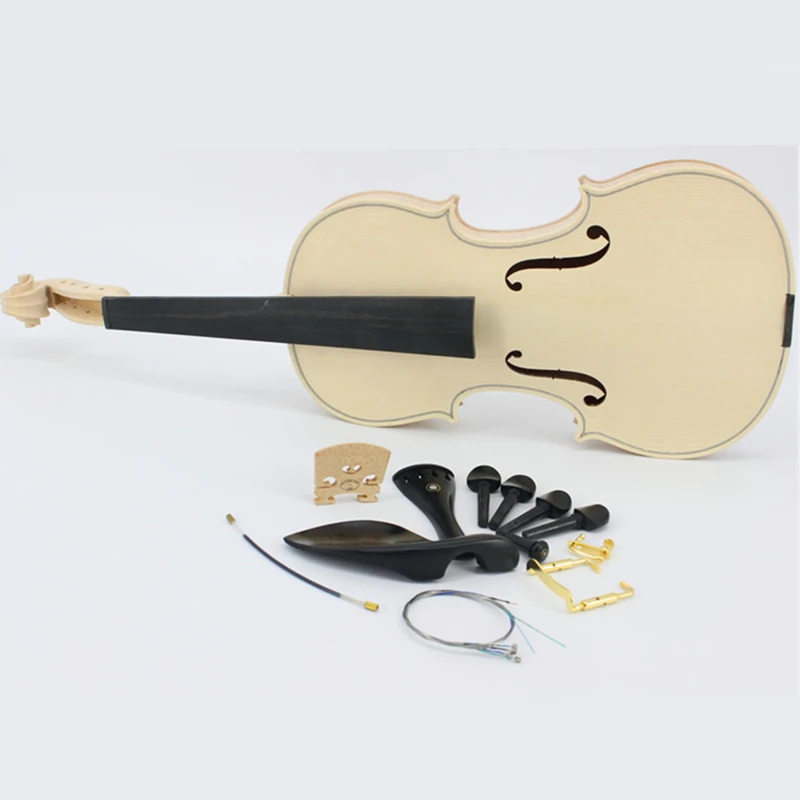 

Top Handmade White Blank Violino Unfinished Violin Selective 15 Years Natural Dried Flamed Maple Back Spruce with Fittings