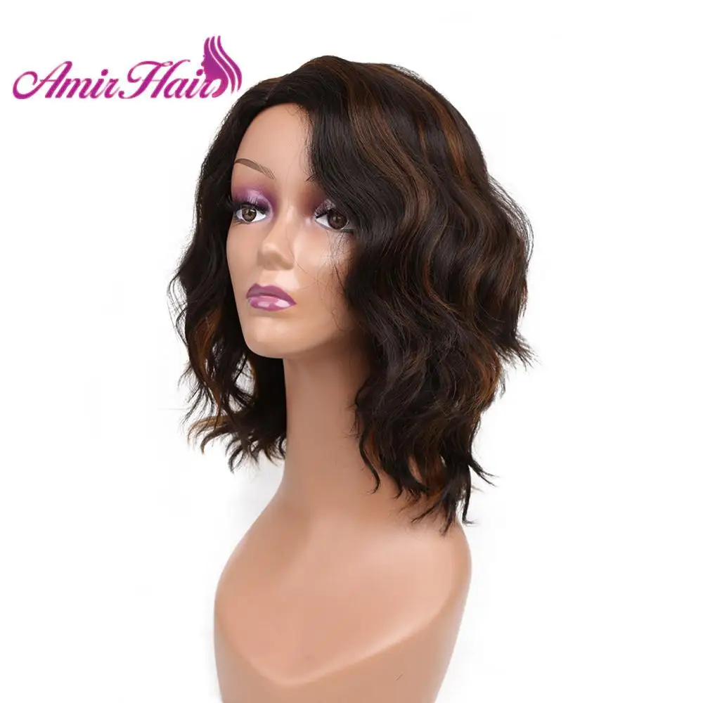 Short Wavy Bob Wig Synthetic Hair Wigs For Women Natual Black Cosplay Wigs Blown and Blonde wig for Party Daily