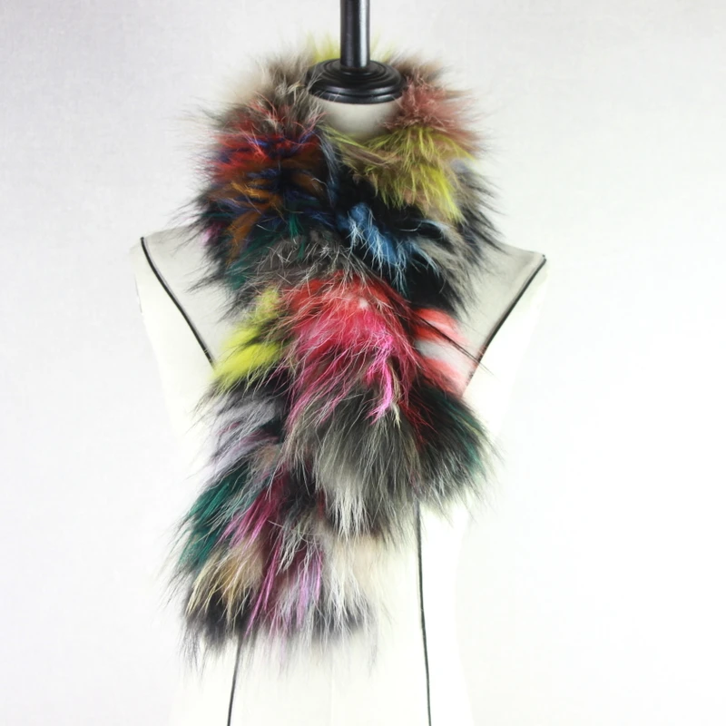 2021 New Women Genuine knitted Fox Fur scarf Real Fur collar Winter Warm Neck Warmers  silver fox colorful mixed color scarf