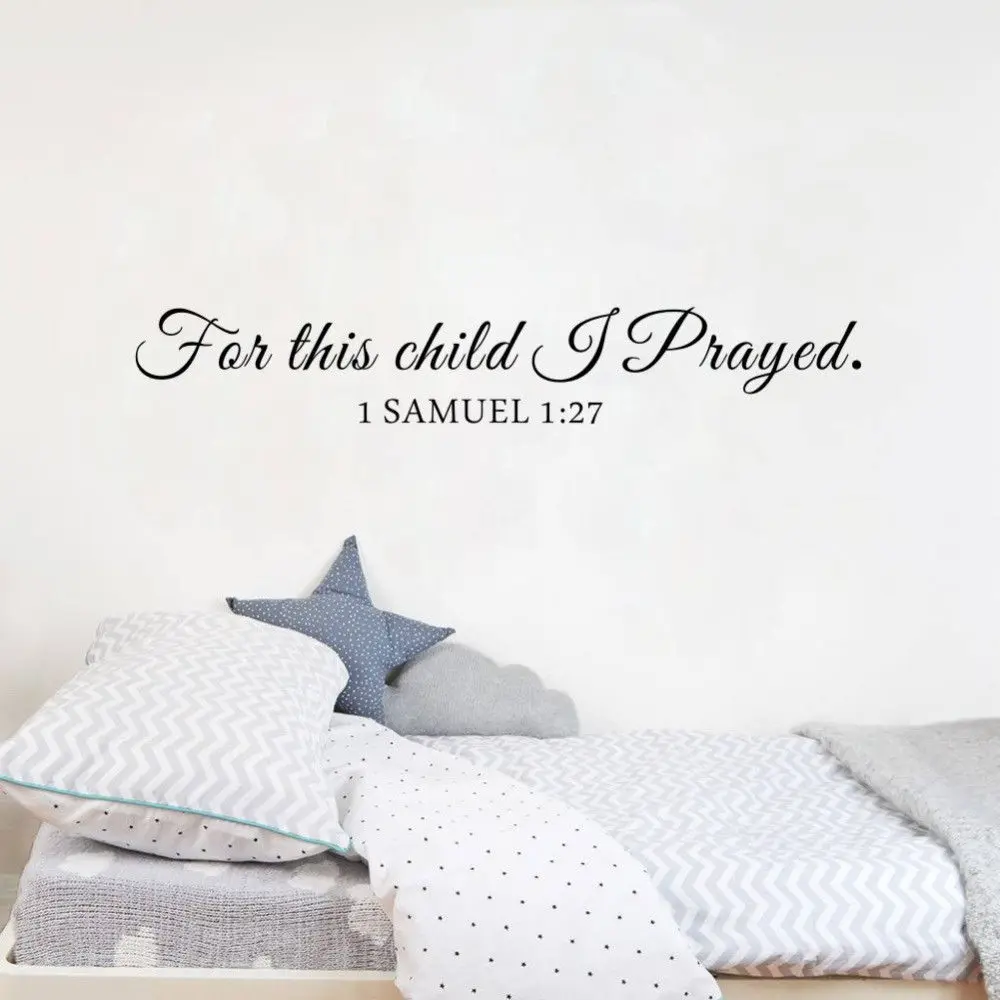 For This Child I Pray Samuel Quote Bible Wall Sticker Decal for Kids Rooms Baby Nursery Vinyl Wall Decals Home Decoration D434